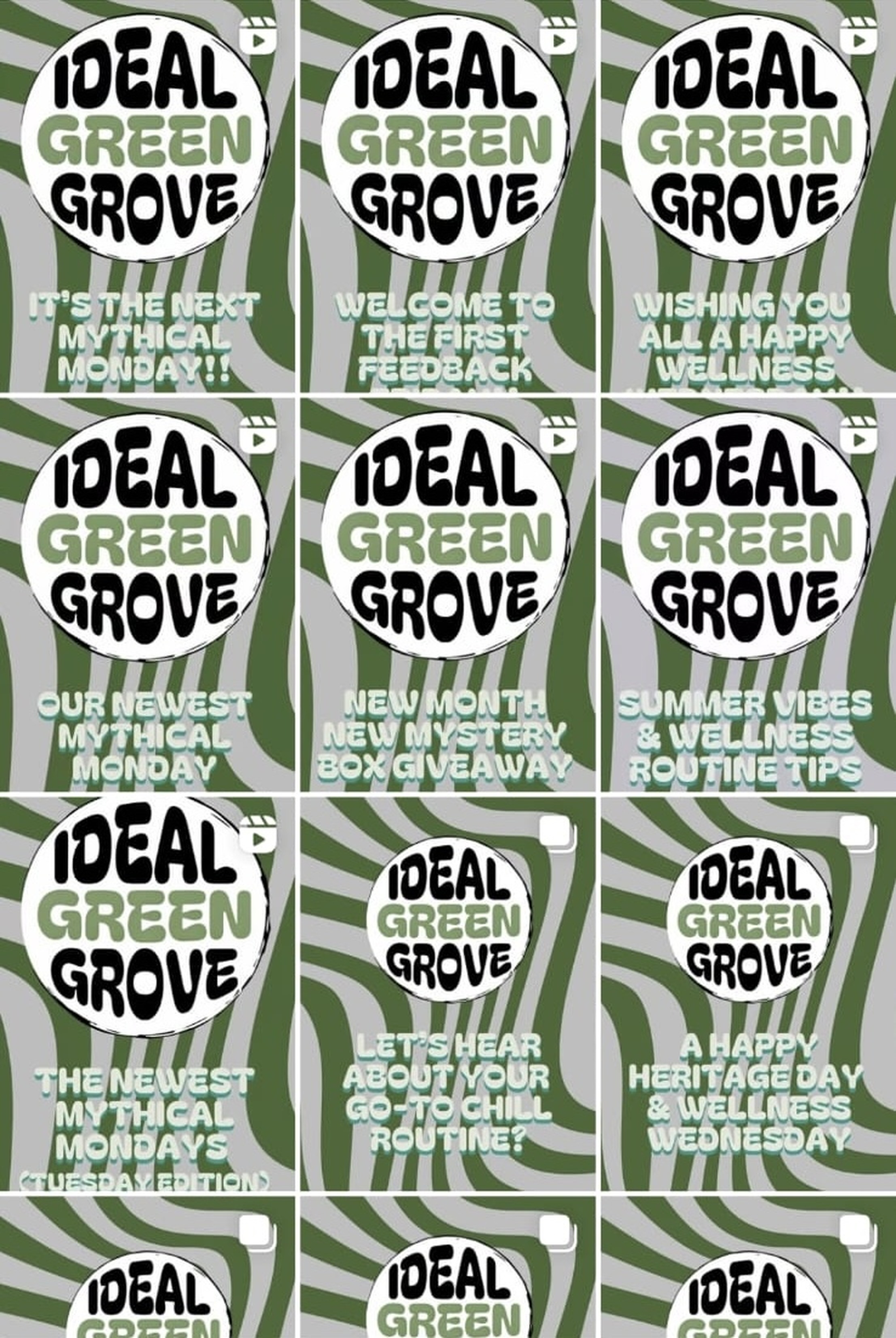 Ideal Green Grove Instagram grid overview